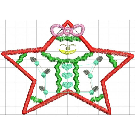 Ponchado Navidad Esfera estrella con nieve calidad listo para bordar en Printernet