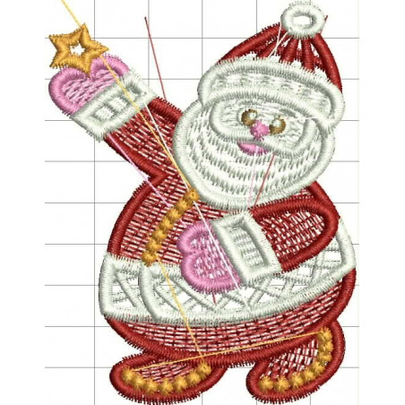 Ponchado Navidad Santa Claus con estrella de perfil para bordar en Printernet