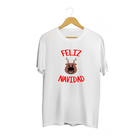 Playera Diseño Feliz Navidad con Reno Diseño unico Printernet