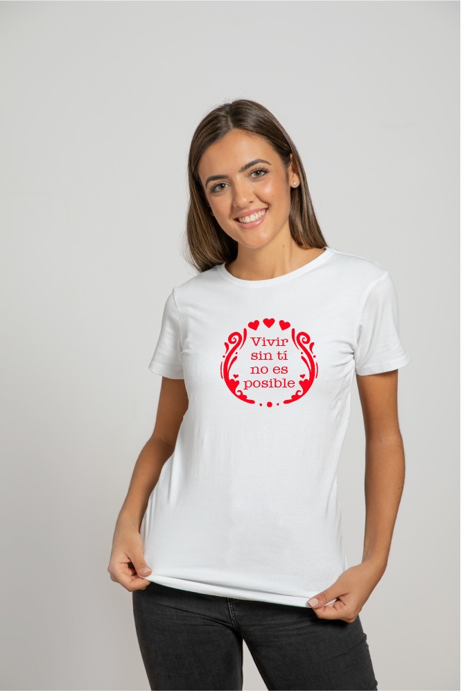 Printernet Playera De Manga Corta con Diseño de Amor y amistad Vivir sin ti , Ideal para Regalo
