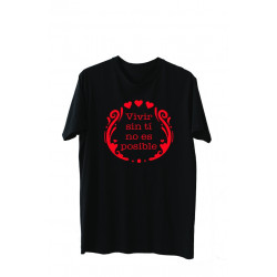 Printernet Playera De Manga Corta con Diseño de Amor y amistad Vivir sin ti , Ideal para Regalo