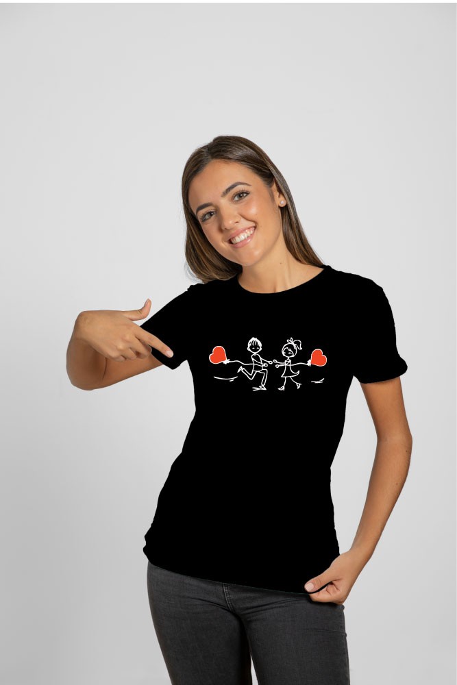 Printernet Playera De Manga Corta con Diseño de Amor y amistad Novios con Globos, Ideal para Regalo