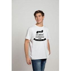Printernet Playera De Manga Corta con Diseño de Amor y amistad En esta casa Cocinamos con Amor