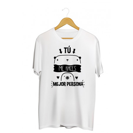 Printernet Playera De Manga Corta con Diseño de Amor y amistad, Tu me haces mejor persona