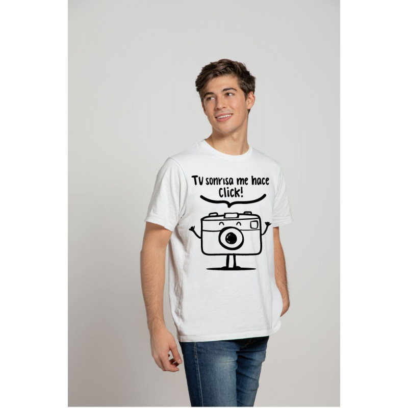 Printernet Playera De Manga Corta con Diseño de Amor y amistad Tu sonrisa me hace click