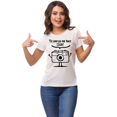 Printernet Playera De Manga Corta con Diseño de Amor y amistad Tu sonrisa me hace click