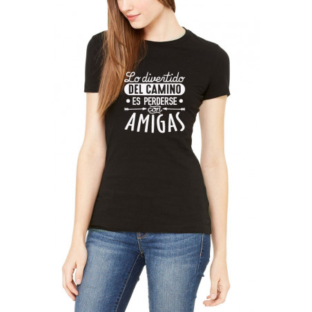 Printernet Playera De Manga Corta con Diseño de Amor y amistad, Lo divertido del camino es perderse con amig@s