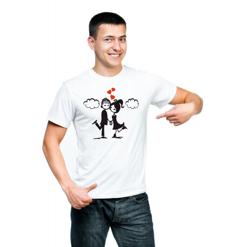 Printernet Playera De Manga Corta con Diseño de Amor y amistad, Amor en las nubes