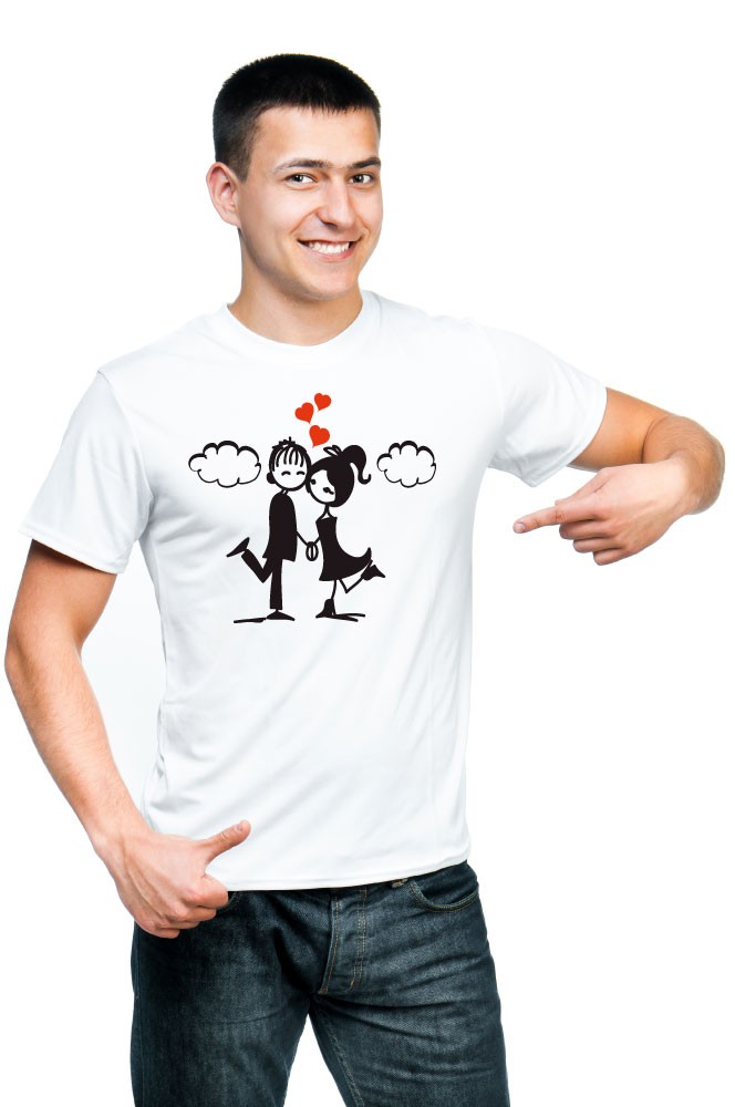 Printernet Playera De Manga Corta con Diseño de Amor y amistad, Amor en las nubes