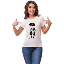 Printernet Playera De Manga Corta con Diseño de Amor y amistad, De la mano corazon