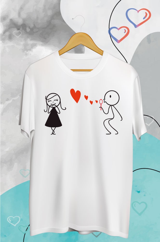 Printernet Playera De Manga Corta con Diseño de Amor y amistad,Burbujas de Amor