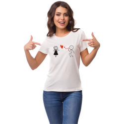 Printernet Playera De Manga Corta con Diseño de Amor y amistad,Burbujas de Amor