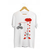 Printernet Playera De Manga Corta con Diseño de Amor y amistad, Bicicleta de Amor