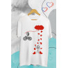 Printernet Playera De Manga Corta con Diseño de Amor y amistad, Bicicleta de Amor