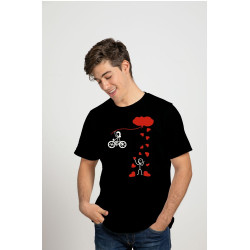 Printernet Playera De Manga Corta con Diseño de Amor y amistad, Bicicleta de Amor