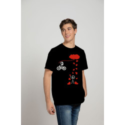 Printernet Playera De Manga Corta con Diseño de Amor y amistad, Bicicleta de Amor
