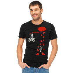 Printernet Playera De Manga Corta con Diseño de Amor y amistad, Bicicleta de Amor