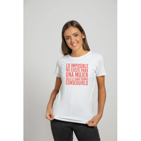 Printernet Playera De Manga Corta con Diseño de Dia de la Mujer Lo Imposible
