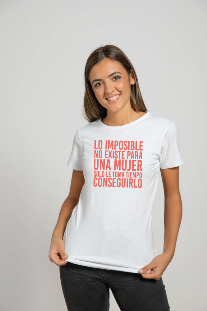 Printernet Playera De Manga Corta con Diseño de Dia de la Mujer Lo Imposible