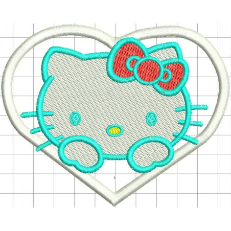 Ponchado Kitty con Corazon para bordar en Printernet