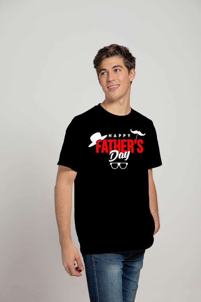 Printernet Playera De Manga Corta Feliz día del Padre Hat Fathers Day
