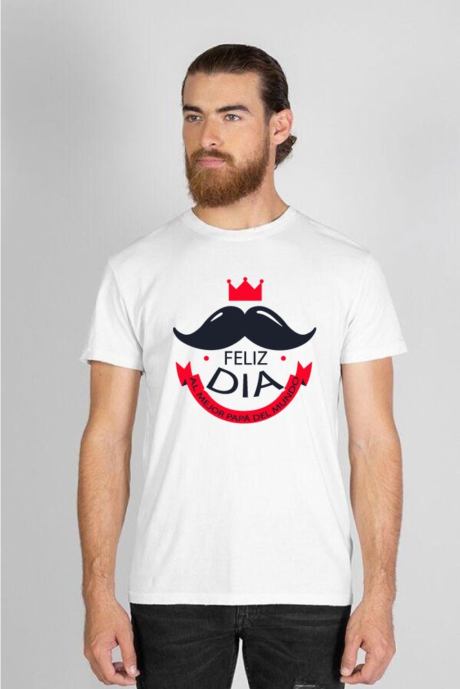 Printernet Playera De Manga Corta Feliz día del Padre Mostacho Bigote de papa