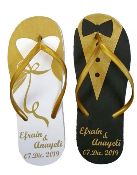 Sandalia: estilo orca-pollo, en serigrafia por pieza, a dos tintas.