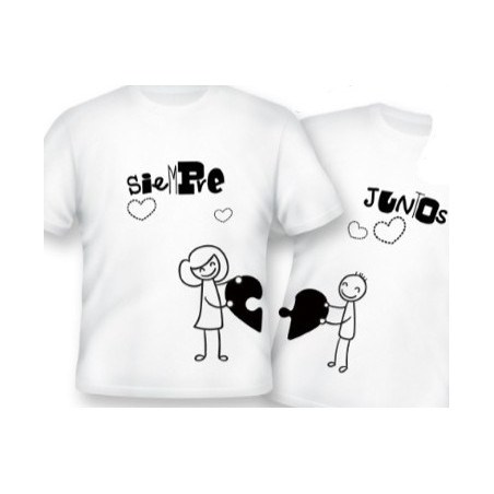Printernet Dos Playeras para pareja enamorada Siempre Juntos San Valentin