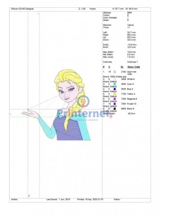 Ponchado Elsa Frozen para bordar en Printernet