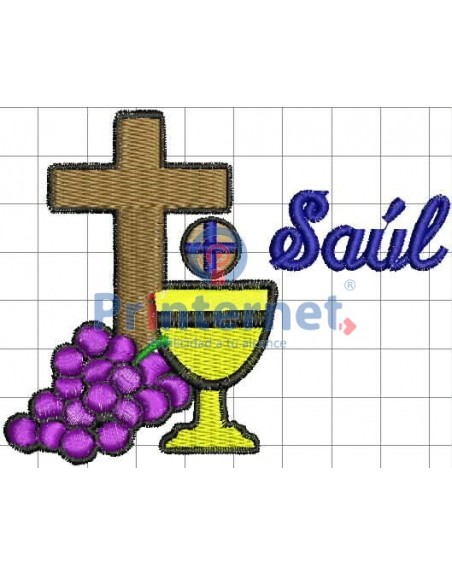Ponchado Iglesia Uvas Caliz para bordar en Printernet