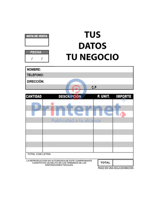 2000 formatos tamaño 1/4 carta negro impresos original y una copia en papel autocopiante alta calidad Printernet 2000 formatos tamaño 1/4 carta negro impresos original y una copia en papel autocopiante alta calidad Printernet