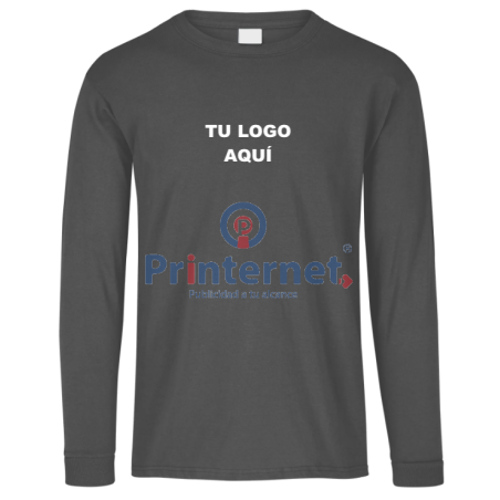 Playera Bordada Caballero Personalizada Manga Larga Tu Logo frente izquierdo