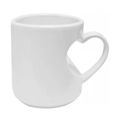 Taza con asa de Corazon para sublimar exterior 325ml  mándenos su foto